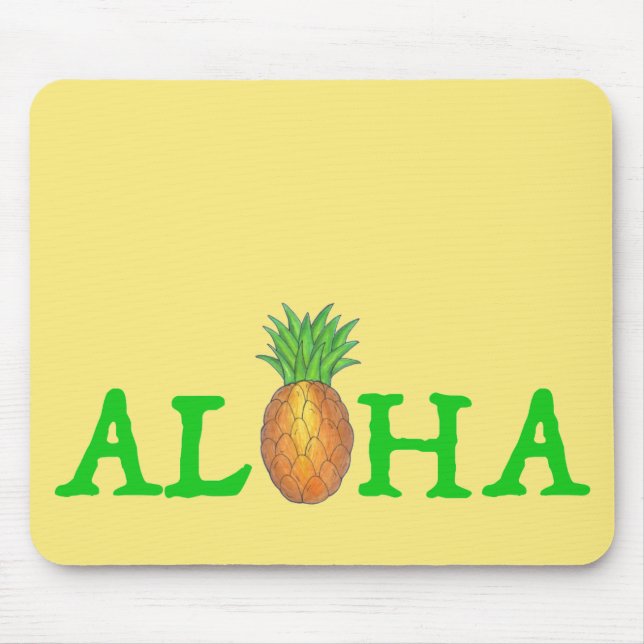Mousepad FRUTA de ananás tropical da ilha do Havaí ALOHA (Frente)