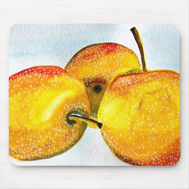 Mousepad Fruta de aquarela amarelo-pera Nashi (Frente)