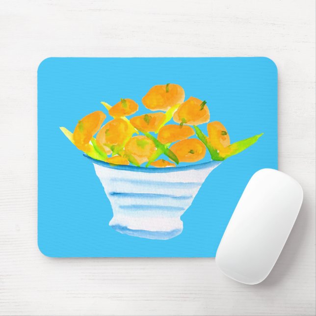 Mousepad Fruta de aquarela de fruta laranja (Com mouse)