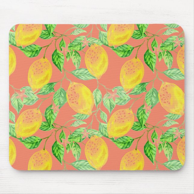 Mousepad Fruta de limão amarela e cor-de-rosa pantanosa (Frente)