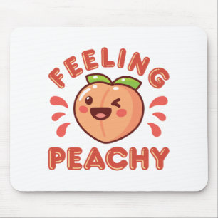 Mousepad Fruta de pêssego feliz Kawaii