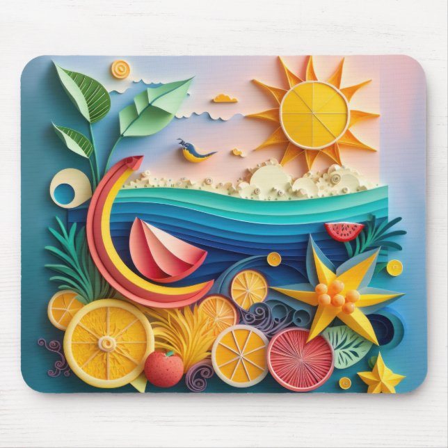 Mousepad Fruta tropical e praia (Frente)