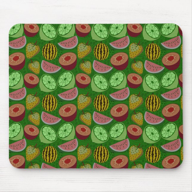 Mousepad Fruta tropical sem costura e fundo verde (Frente)