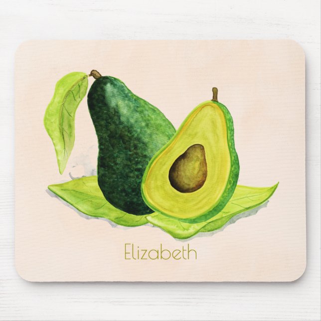 Mousepad Fruta Verde Avocado para o resto da vida em aquare (Frente)