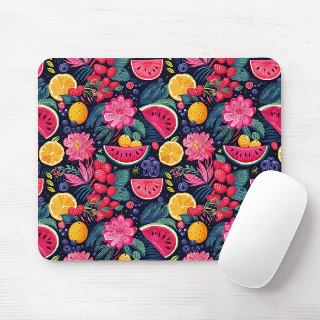 Mousepad Frutas e flores tropicais (Com mouse)