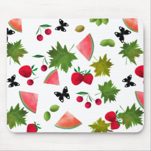 Mousepad Frutas frescas sem costura Berries Aquarela Cartog