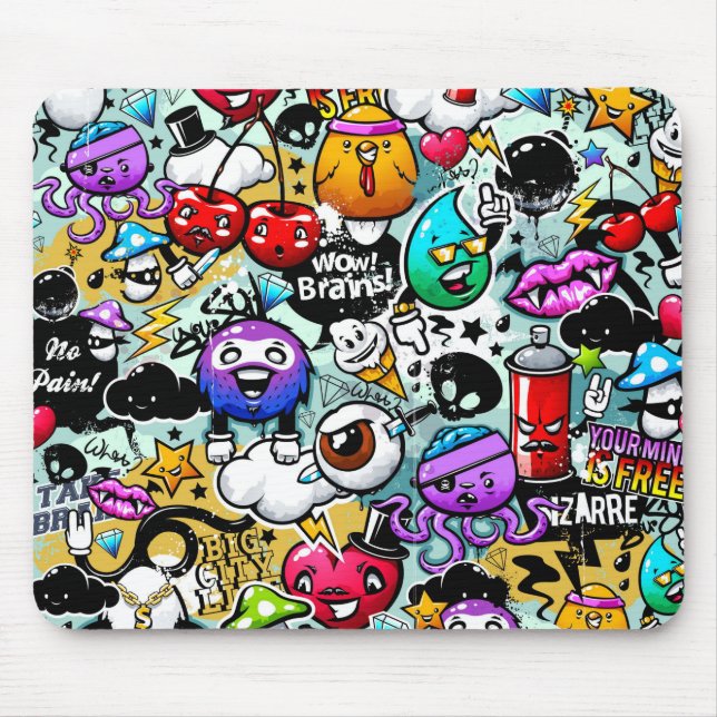 Mousepad Frutas loucas e Grafites vegetais (Frente)