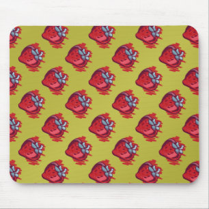 Mousepad Frutas Padrões Morangos em Elétricas de Ouro