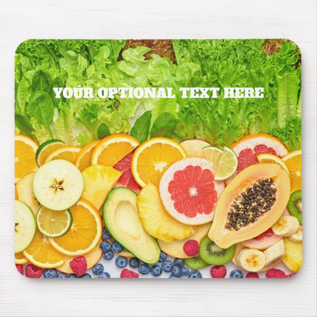 Mousepad Frutas Tropicais de Texto Personalizado (Frente)