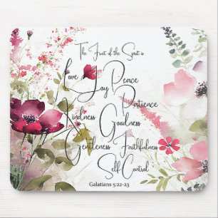 Mousepad Fruto do Espírito floral rosa