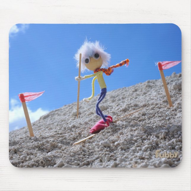 Mousepad Fubby poppetje die aan het skiën is. (Frente)