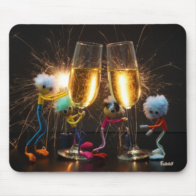 Mousepad Fubby's die feestelijk proosten met vuurwerk. (Frente)