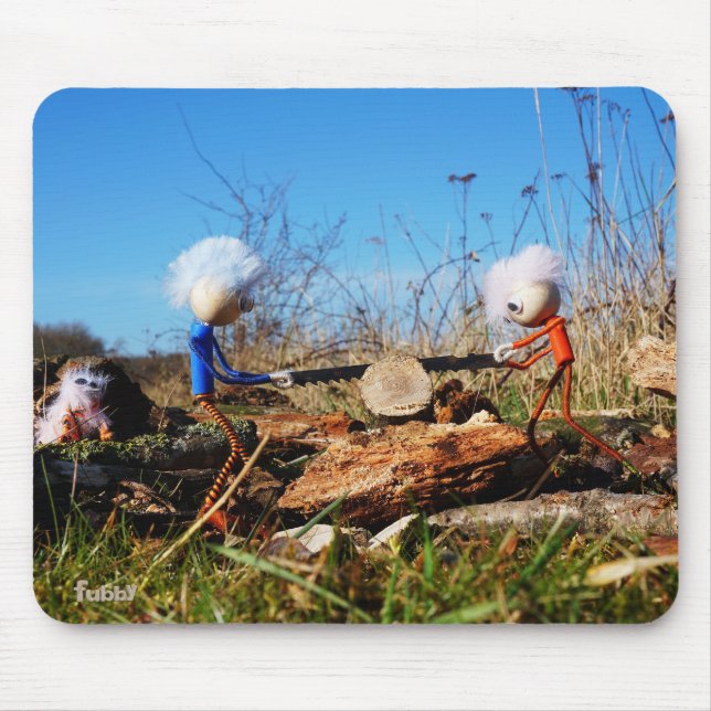 Mousepad Fubby's die stam van boom doorzagen. (Frente)