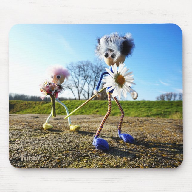 Mousepad Fubby's in natuur met madeliefjes. (Frente)