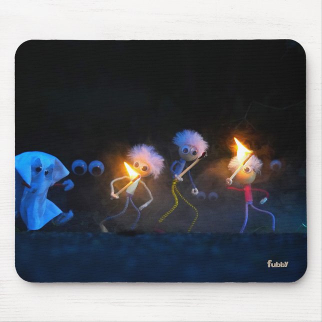 Mousepad Fubby's op spooktocht, halloween grap. (Frente)