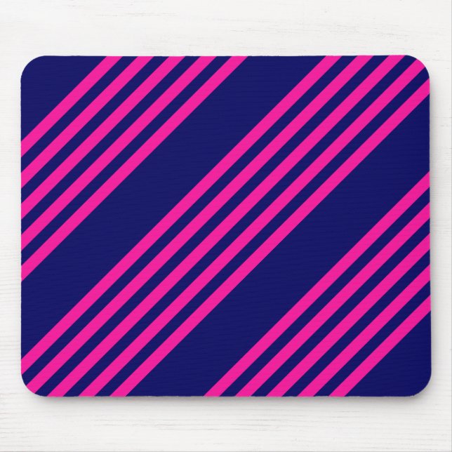 Mousepad Fuchsia e padrão de cinco faixas azul marinho (Frente)