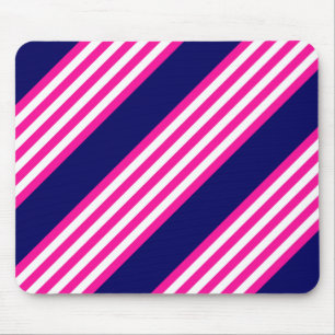 Mousepad Fuchsia e padrão de cinco faixas brancas com azul