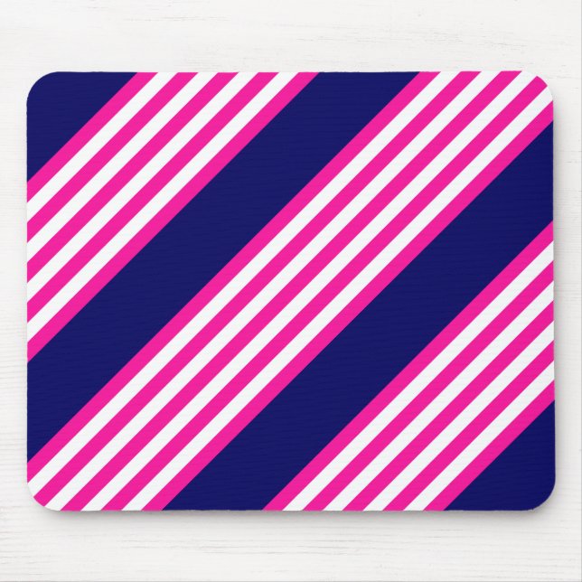 Mousepad Fuchsia e padrão de cinco faixas brancas com azul (Frente)