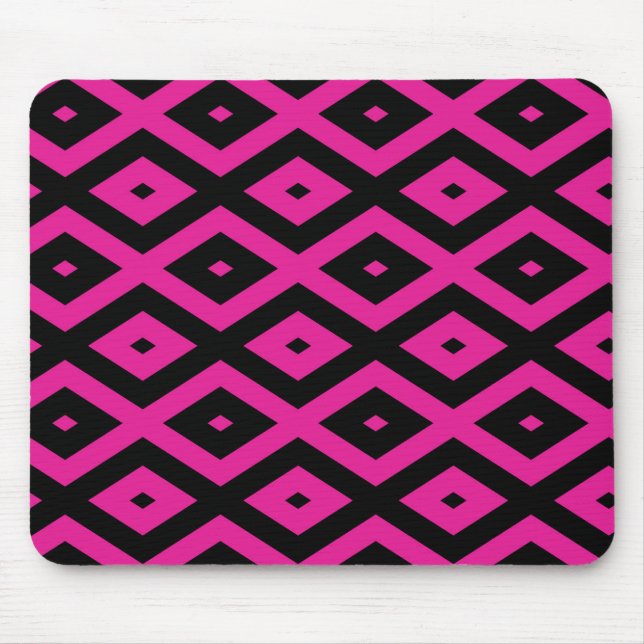 Mousepad Fuchsia e padrão de diamante preto (Frente)