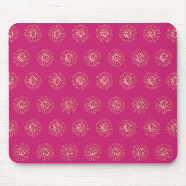 Mousepad Fuchsia | Medalhões de Flor de Zínia Dourada (Frente)