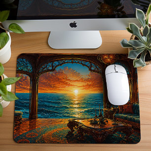 Mousepad Fuga Sonhadora do Oceano ao Pôr do Sol