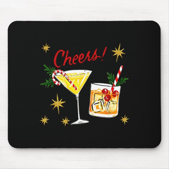 Mousepad Full Of Holiday Srit Cheers Martini Christmas Drin (Frente)