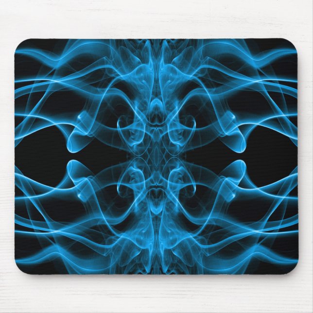 Mousepad Fumaça Azul Simétrica Minimalista Preta (Frente)
