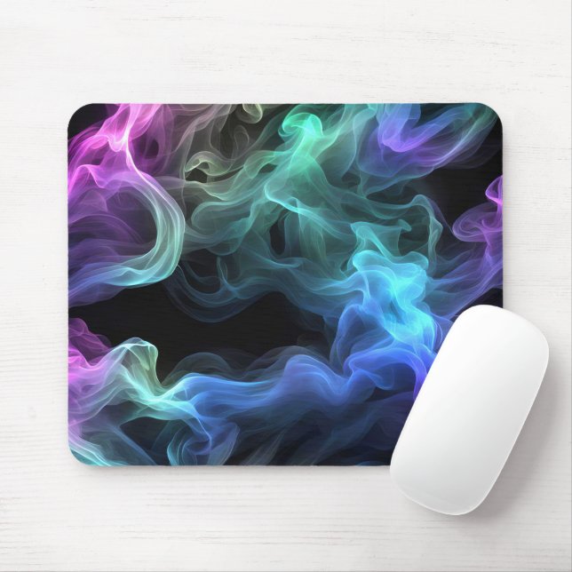 Mousepad Fumaça Iridescente A Preto (Com mouse)