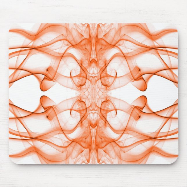 Mousepad Fumaça Laranja Simétrica Minimalista Branca (Frente)