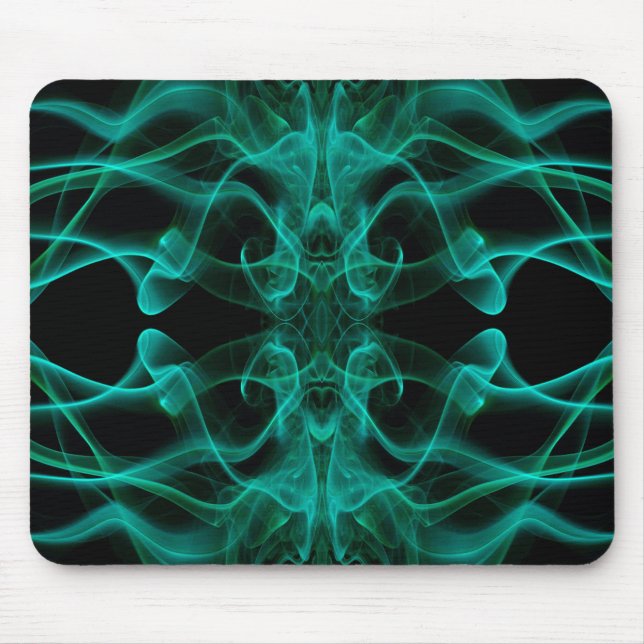 Mousepad Fumaça Verde Simétrica Minimalista Preta (Frente)