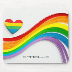 Mousepad Fun Modern LGBT Pride Rainbow Personalized Name