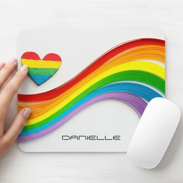Mousepad Fun Modern LGBT Pride Rainbow Personalized Name (Criador carregado)