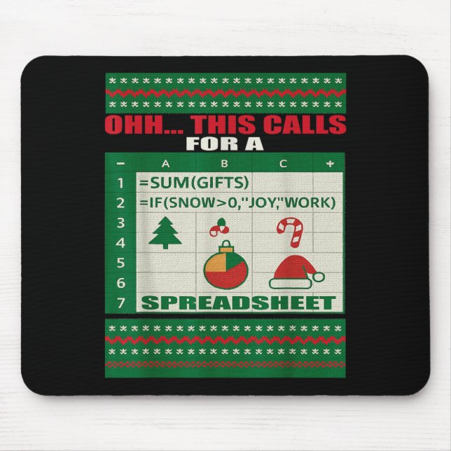 Mousepad Fun Oh This Calls For A Spreadsheet Christmas Swea (Frente)