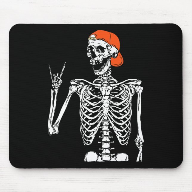 Mousepad Fun Rocker Skeleton Hand Rock On Costume Halloween (Frente)