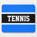 Mousepad Fun Sporty Block TENNIS Letters Blue Black Stripes<br><div class="desc">This fun sports design features classic strong bold big letters inside a highlighted wide black stripe with white pinstripes on a bright sky blue background with "TENNIS" spelled out front and center. Make It Your Own: The colors and text in this design can be personalized.</div>