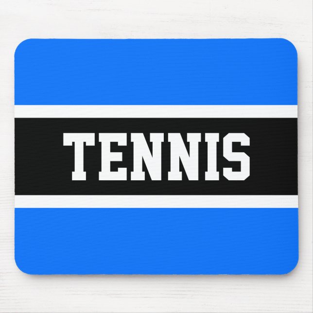 Mousepad Fun Sporty Block TENNIS Letters Blue Black Stripes (Frente)