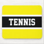Mousepad Fun Sporty Bold TENNIS Text Yellow Black Stripes<br><div class="desc">This fun sports design features classic strong bold big letters inside a highlighted wide black stripe with white pinstripes on a bright yellow background with "TENNIS" spelled out front and center. Make It Your Own: The colors and text in this design can be personalized.</div>