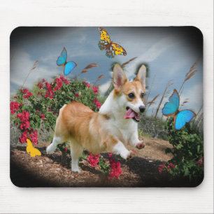 Mousepad Funcionamentos do Corgi com borboletas