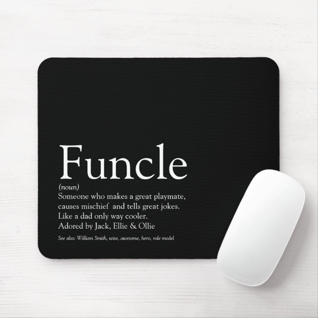 Mousepad Funcle Tio Divertido Legal Preto Moderno e Branco (Com mouse)