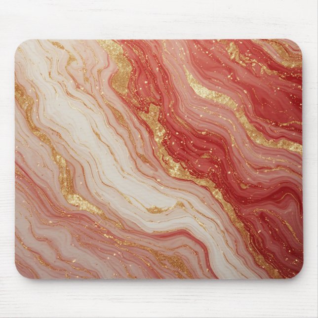 Mousepad Fundo Abstrato de Mármore Dourado com Redemoinhos  (Frente)