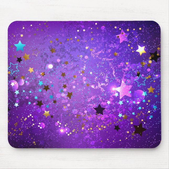 Mousepad Fundo de folhas roxas com estrelas (Frente)