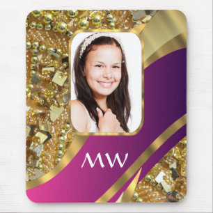 Mousepad Fundo de fotos Dourado e rosa