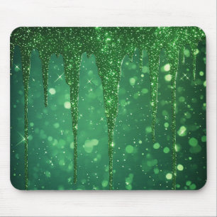 Mousepad Fundo de gotejamento com brilho verde e Bokeh cint