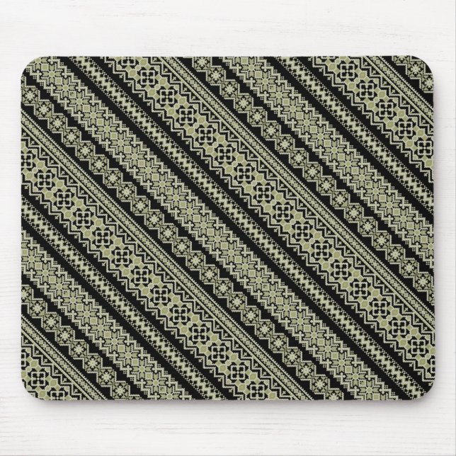 Mousepad Fundo de ornamento da ucrânia preto-branco (Frente)