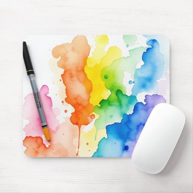 Mousepad Fundo de pintura de aquarela com caneta (Com mouse)