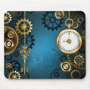 Mousepad Fundo de turquesa Steampun com engrenagens
