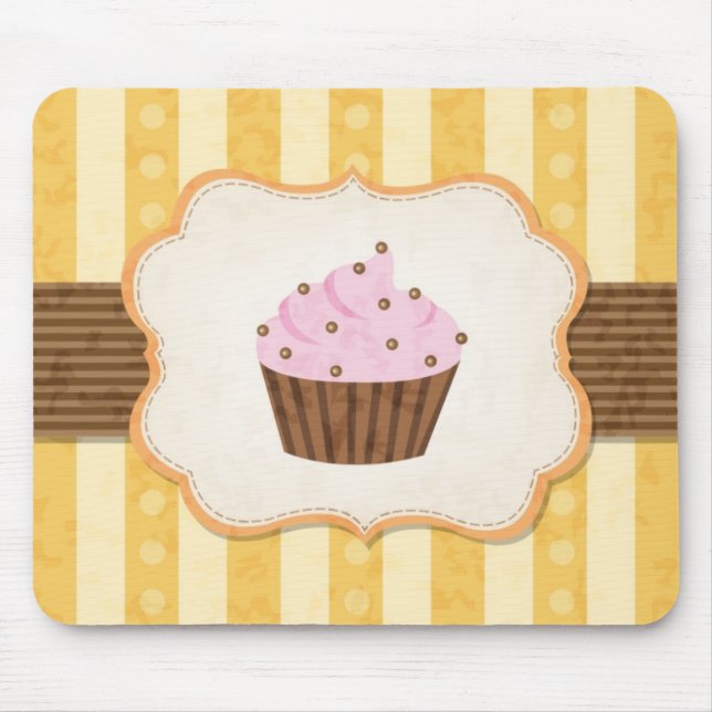 Mousepad Fundo do cupcake do vintage (Frente)