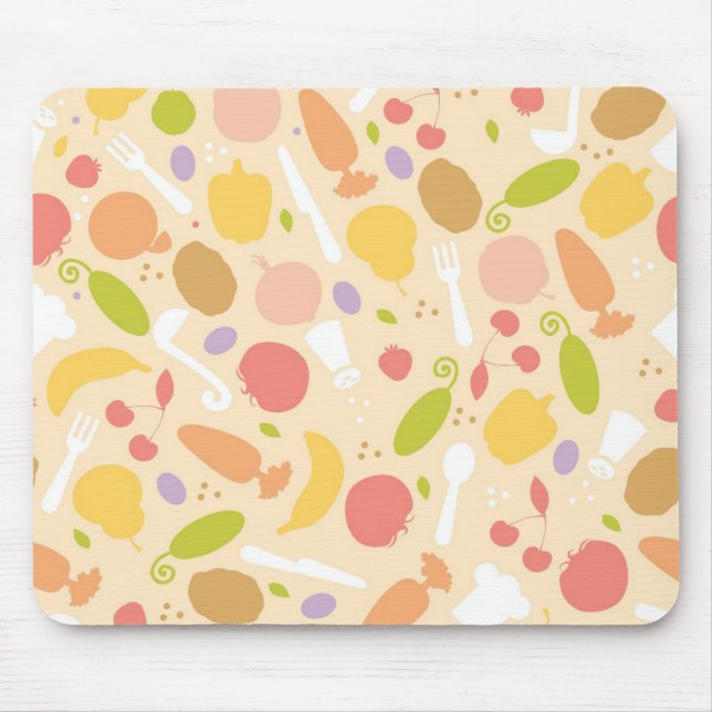 Mousepad Fundo do teste padrão do cozinhar do vegetariano (Frente)