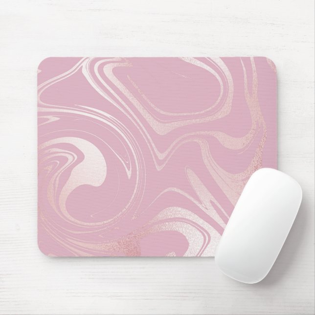 Mousepad Fundo espiralado de mármore rosa (Com mouse)