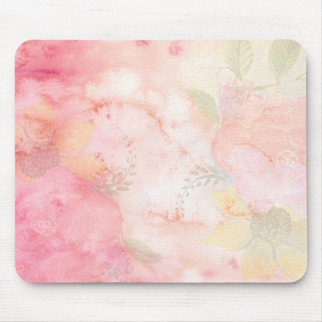 Mousepad Fundo Floral Cor-de-Água Rosa (Frente)